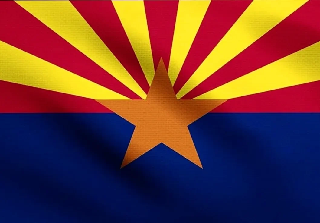 Arizona flag featuring a copper star and stripes